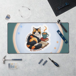 カスタマイズ可能 三毛猫 ティール 大型 デスクマット