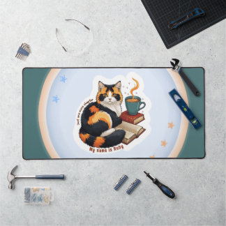 カスタマイズ可能 三毛猫 ティール 大型 デスクマット