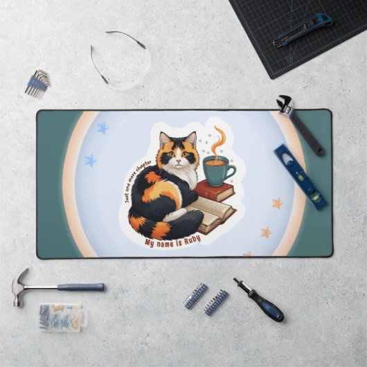 カスタマイズ可能 三毛猫 ティール 大型 デスクマット (ワークステーション)