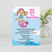 カスタマイズ可能！人魚の誕生日デザイン ピンクの髪 招待状 (スタンド正面)