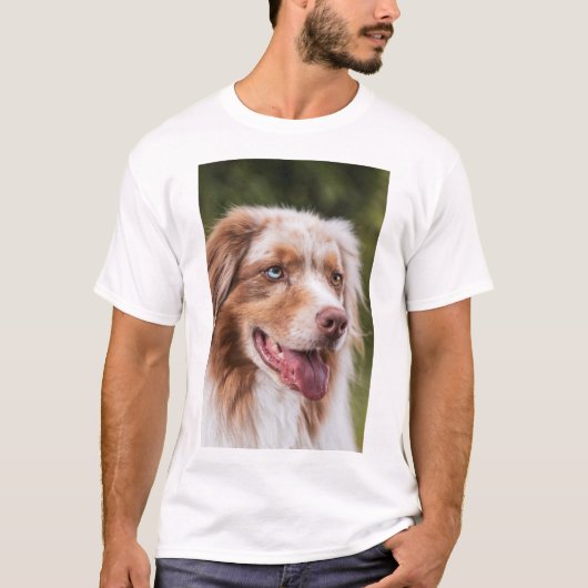 カスタマイズ可能、写真とテキストの犬を追加 Tシャツ (正面)
