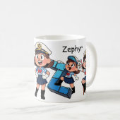 カスタマイズ可能 名前付き 水兵 キャラクター * Z * コーヒーマグカップ (正面右)
