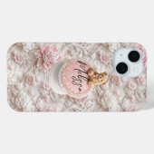 カスタマイズ可能 名前入りテディベア iPhone 15 カズ + グリップ Case-Mate iPhoneケース (裏面 (横))
