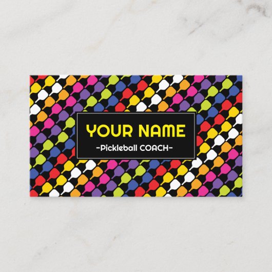 カスタマイズ可能💚 💛💙❤️斜めピックボールのパドル 名刺 (正面)