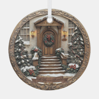 カスタマイズ可能(日付&名前)美しい彫刻/3D外観 ガラスオーナメント