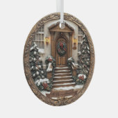 カスタマイズ可能（日付&名前）美しい彫刻/3D外観 ガラスオーナメント (正面右)