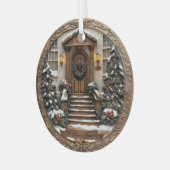 カスタマイズ可能（日付&名前）美しい彫刻/3D外観 ガラスオーナメント (正面左)