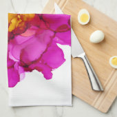 カスタマイズ可能!!!明るい赤紫色牡丹の大きな花 – キッチンタオル (四つ折り)