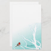 カスタマイズ可能: 木のロビン 便箋 (正面/裏面)