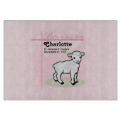 カスタマイズ可能，洗礼，ピンク，女の子，子羊 カッティングボード (正面)