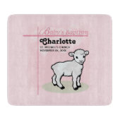 カスタマイズ可能，洗礼，ピンク，女の子，子羊 カッティングボード (正面)