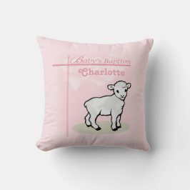 カスタマイズ可能，洗礼，ピンク，女の子，子羊 クッション