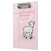 カスタマイズ可能，洗礼，ピンク，女の子，子羊 クリップボード (左)