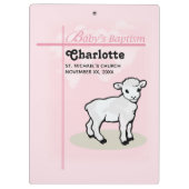 カスタマイズ可能，洗礼，ピンク，女の子，子羊 クリップボード (裏面)