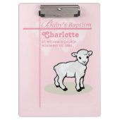 カスタマイズ可能，洗礼，ピンク，女の子，子羊 クリップボード (正面)