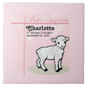 カスタマイズ可能，洗礼，ピンク，女の子，子羊 タイル (正面)