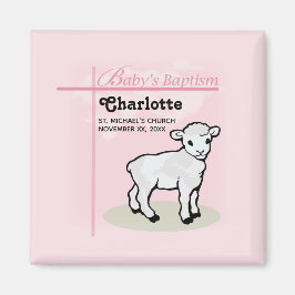 カスタマイズ可能，洗礼，ピンク，女の子，子羊 マグネット