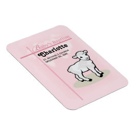 カスタマイズ可能，洗礼，ピンク，女の子，子羊 マグネット