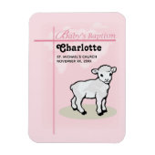 カスタマイズ可能，洗礼，ピンク，女の子，子羊 マグネット (縦)