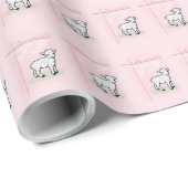 カスタマイズ可能，洗礼，ピンク，女の子，子羊 ラッピングペーパー (ロールコーナー)