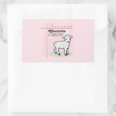 カスタマイズ可能，洗礼，ピンク，女の子，子羊 長方形シール (バッグ)