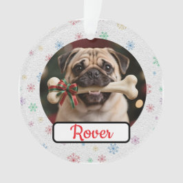 カスタマイズ可能 犬と骨 ペットオーナー アクリルクリスマス オーナメント