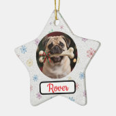 カスタマイズ可能 犬と骨 ペット スター クリスマス セラミックオーナメント (左)