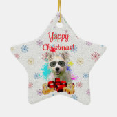 カスタマイズ可能 犬と骨 ペット スター クリスマス セラミックオーナメント (裏面)