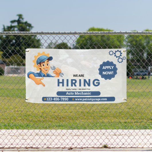 カスタマイズ可能 現在募集中の自動車整備士 横断幕 (インサイチュ)
