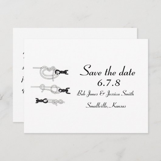 カスタマイズ可能：結び目を結ぶ – 日付を保存する 案内ポストカード (正面/裏面)