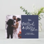 カスタマイズ可能、 結婚して幸せな、 クリスマス、 フォト シーズンカード (スタンド正面)