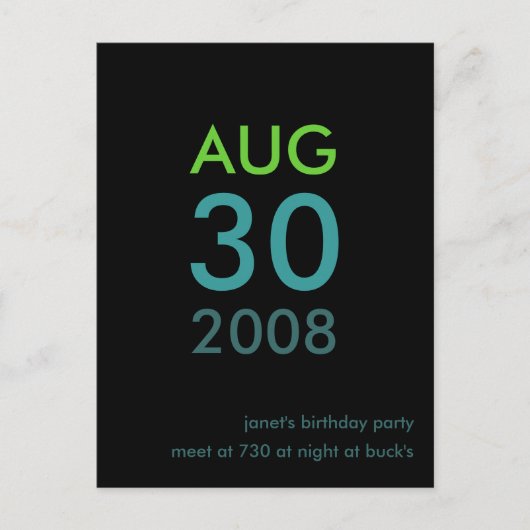 カスタマイズ可能 - 誕生日招待状 - シンプルな招待状 インビテーションポストカード (正面)