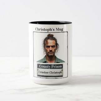 カスタマイズ可能 顔写真 刑務所 囚人 顔写真 Mug ツートーンマグカップ