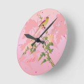 カスタマイズ可能：鳥の花中国の咲き ラウンド壁時計 (傾斜)