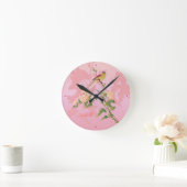 カスタマイズ可能：鳥の花中国の咲き ラウンド壁時計 (ホーム)