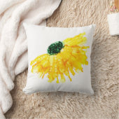カスタマイズ可能!!!黄色デイジー手色彩の鮮やかフローラ クッション (ブランケット)