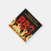 （カスタマイズ可能） BBQ Napkins on Fire スタンダードカクテルナプキン (角)