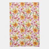 カスタマイズ可能 Finally Spring Watercolor Floral  キッチンタオル (縦)