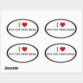 カスタマイズ可能 – I Love "Any文字はこちら"ステッカー 楕円形シール (シート)