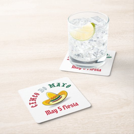 カスタマイズ可能Cinco de Mayo 5月5日フェスタ スクエアペーパーコースター (インサイチュ)