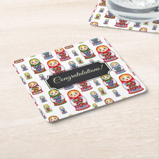カスタマイズ可能Matreshka スクエアペーパーコースター (アングル)