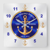 カスタマイズ可航海の能な結婚式贈答いかり スクエア壁時計 (正面)