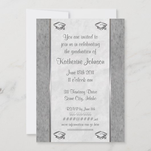 カスタマイズ可華美能な卒業案内 招待状 (裏面)