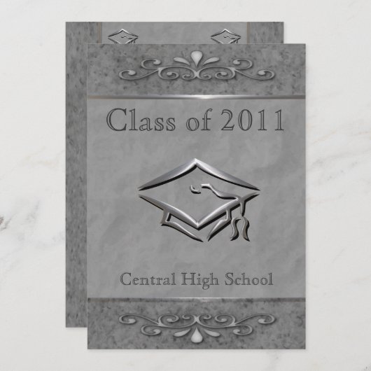 カスタマイズ可華美能な卒業案内 招待状 (正面/裏面)