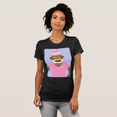 カスタマイズ名前またはモノグラムのソックス猿の女の子 Tシャツ (正面フル)