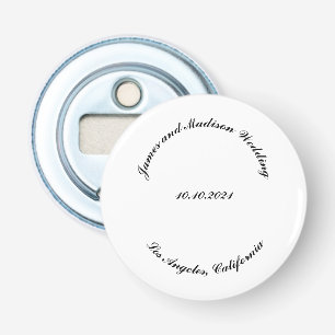 カスタマイズ名前、日付の黒い曲線結婚文字 栓抜き