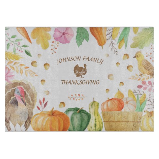 カスタマイズ名感謝祭伝統的 カッティングボード (正面)