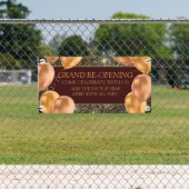 カスタマイズ大再開業金ゴールド風船店 横断幕 (インサイチュ)