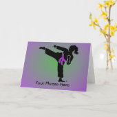 カスタマイズ女の子のシルエット、紫色ベルト、カード カード (黄色い花)