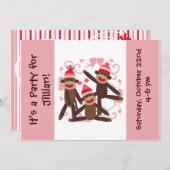 カスタマイズ女の子のソックス猿5x7の招待状 招待状 (正面/裏面)
